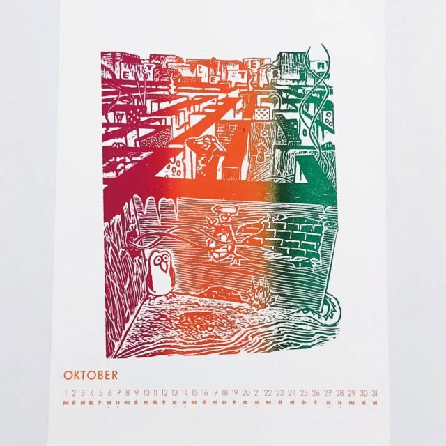 Hier mal ein Kalenderblatt für einen der vielen Kalender, die im Werk2 über die Jahre entstanden sind.

Diese Arbeit und viele andere Grafiken sind dann ab dem 16.9.2026 in der @werk2_grafikdruck im @werk2leipzig
In der Ausstellung “etcetera23 - 10 Jahre in der Druckwerkstatt " zu sehen.

Kommt gerne zur Vernissage am 16.9.26 um 19 Uhr in der Halle5 - Grafikdruckwerkstatt 

Kalenderthema: Labyrinth
Technik: Linolschnitt im Irisdruck
Jahr: 2020